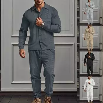 Мужской пиджак с длинным рукавом и лацканами из твила, однобортный однотонный пиджак, брюки из твила, костюм L чёрный