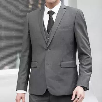 Мужской пиджак с лацканами, длинный рукав, две пуговицы, пиджак, однотонный, с клапанами, карманы, приталенный деловой пиджак M чёрный