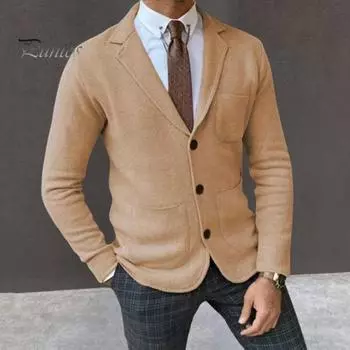 Мужской пиджак с лацканами, длинный рукав, приталенный пиджак с карманами, однотонный однобортный повседневный офисный пиджак L светло-серый