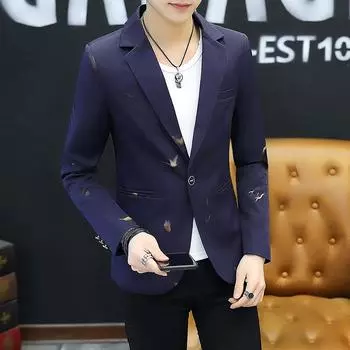 Мужской пиджак в Корейском стиле, осенний новый повседневный костюм, мужской цельный топ, облегающий и красивый маленький мужской костюм M