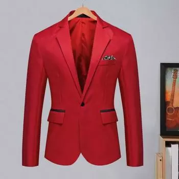 Мужской пиджак весна-осень с лацканами и длинными рукавами, пиджак с клапанами на одной пуговице, формальный деловой костюм, верхняя одежда M белый