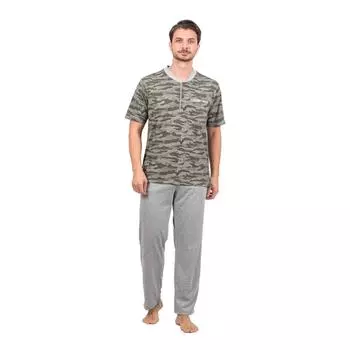 Мужской пижамный комплект Double Kaplan из хлопкового жаккарда с коротким рукавом