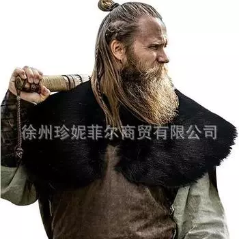 Мужской плащ из искусственного меха викинга, средневековый воин, мохнатый костюм на Хэллоуин, меховой воротник