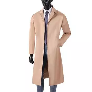 Мужской плащ, повседневный длинный плащ без пуговиц, винтажный британский весенний плащ M-6XL для больших мальчиков M хаки