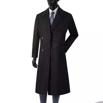 Мужской плащ с лацканами, уличная одежда, большой карман, осенняя деловая винтажная верхняя одежда M-6XL M чёрный