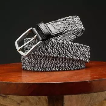 Мужской плетеный эластичный эластичный ремень с кожаным наконечником, эластичный холщовый пояс для мужчин, женщин, мальчиков и девочек, унисекс Waist 26 -34