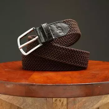 Мужской плетеный эластичный эластичный ремень с кожаным наконечником, эластичный холщовый пояс для мужчин, женщин, мальчиков и девочек, унисекс Waist 36 -42