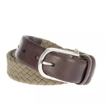 HM411225 Мужской плетеный ремень из холста 32 хаки