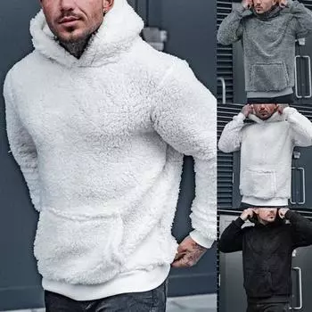Мужской плюшевый модный свитер, осенне-зимний повседневный спортивный топ с капюшоном XXL серый