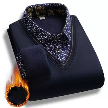 Мужской плюшевый свитер осень-зима, имитация двухсекционного пуловера с воротником-поло, флисовый толстый теплый вязаный свитер, повседневные джемперы L темно серый