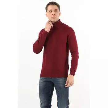 Мужской полный свитер Fisherman Basic Knitwear Sweater Бордовый Красный