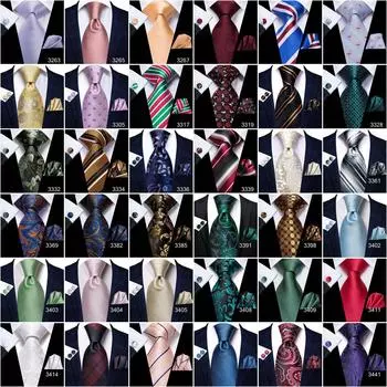 Мужской полосатый галстук, зеленый, синий галстук, шелковый фиолетовый, черный, красный, серый галстук, запонка N-3314