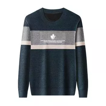 Мужской полосатый свитер из синели, осень и зима, новый бархатный утолщенный теплый свитер с круглым вырезом, трикотажная рубашка для мужчин M