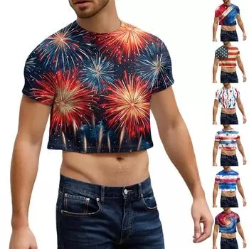 Мужской полукрой повседневный пляжный топ с круглым вырезом и короткими рукавами XL винный