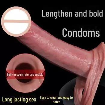 Мужской полый пенис-рукав для увеличения и утолщения – имитация сперматозоида, кольцо-фиксатор, игрушка для взрослых Medium