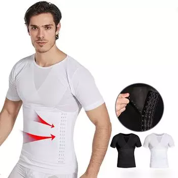 Мужской пояс для похудения с коротким рукавом, дышащий, корректирующий M белый