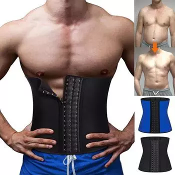 Мужской пояс-триммер для похудения, формирователь тела, тренажер для талии, пот, тренировка, сауна, компрессионное корректирующее белье, спортивный пояс S чёрный