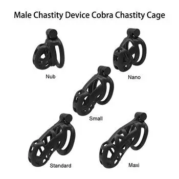 Мужской пояс верности Cobra Chastity Cage Strap 4 Penis Ring Sleeve Lock Penis Cage Restraint Strap Men Fetish Sex Toy