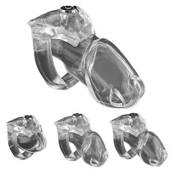 Мужской пояс верности с замком-замком, резиновая клетка для пениса, ограничитель верности, раб для пары с 1 кольцом для пениса, секс-игрушка и [HT-V5] (45, Стандарт)