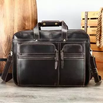 Мужской портфель из натуральной кожи в стиле ретро, деловая сумка высшего качества из коровьей кожи для ноутбука