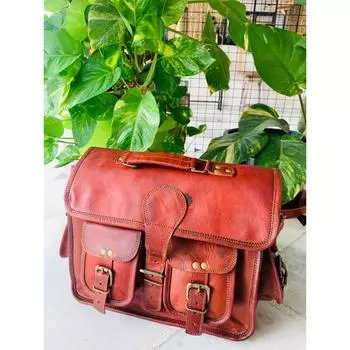 Мужской портфель ручной работы из натуральной кожи, винтажный портфель для ноутбука, сумка-портфель 15 x 11 x 4 in