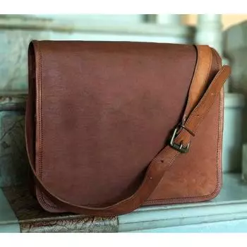 Мужской портфель ручной работы из натуральной кожи через плечо через плечо 9 x 11 x 3 in коричневый