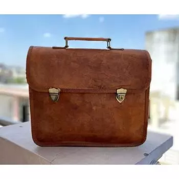 Мужской портфель ручной работы из натуральной кожи, винтажный портфель для ноутбука, сумка-портфель 11 x 15 x 4 in коричневый