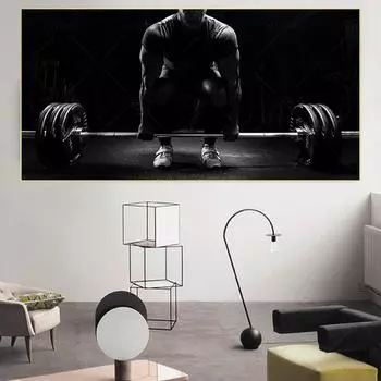 Мужской постер для тяжелой атлетики, постер для бодибилдинга, фитнеса и тренировок, настенный художественный холст, живопись, постеры и принты для декора спортзала 20*40cm