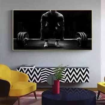 Мужской постер для тяжелой атлетики, постер для бодибилдинга, фитнеса и тренировок, Cuadros, настенная живопись на холсте, постеры и принты для декора спортзала 20*40cm