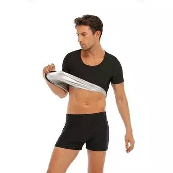 Мужской потогонный утягивающий полимерный жилет сауна для похудения фитнес майка-шейпер L/XL