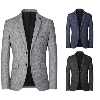 Мужской повседневный деловой пиджак, весенний тонкий цельный пиджак, мужская куртка без утюга для папы XXXXL чёрный