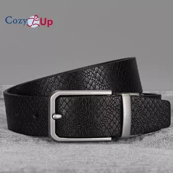 Мужской повседневный деловой ремень с пряжкой из сплава, двусторонний носимый мужской ремень, высококачественный модный ремень, подарок для парня и папы 122*3.3cm коричневый