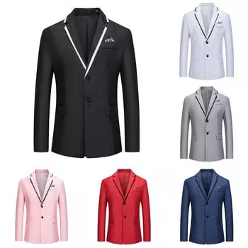 Мужской повседневный деловой свадебный пиджак с длинным рукавом и пуговицами, приталенный костюм, куртка XXXL тёмно-синий