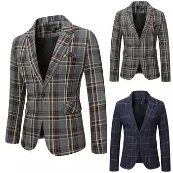 Мужской повседневный деловой свадебный пиджак с длинным рукавом и пуговицами, приталенный костюм, куртка XXL синий