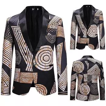 Мужской повседневный деловой свадебный пиджак с длинным рукавом и пуговицами, приталенный костюм, куртка M чёрный