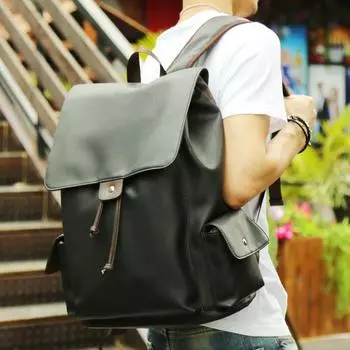 Мужской повседневный дорожный рюкзак, школьный рюкзак для студента колледжа, мужская модная и трендовая сумка для компьютера из искусственной кожи He is a size 14. чёрный