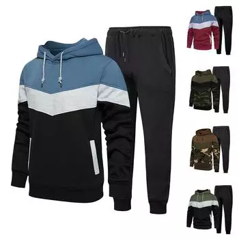 Мужской повседневный двухсекционный свободный кардиган с капюшоном и цветными блоками, спортивный костюм с капюшоном XL чёрный