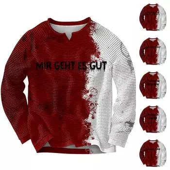 Мужской повседневный и модный длинный рукав с небольшим V-образным вырезом топ-пуловер L