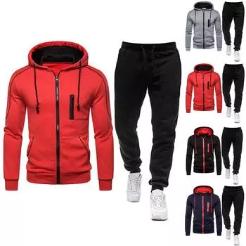 Мужской повседневный кардиган с длинными рукавами и капюшоном, молодежный мужской комплект L чёрный