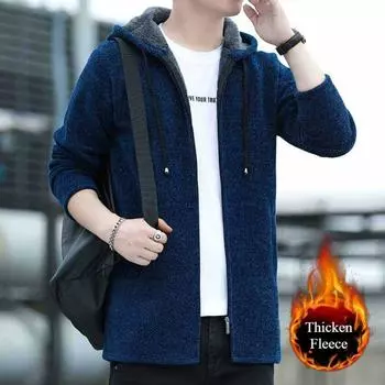 Мужской повседневный кардиган с вертикальным утолщенным длинным рукавом, длинное пальто, мужской свитер, осенне-зимнее пальто M чёрный