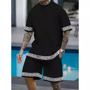 Мужской повседневный комплект футболок из дышащей ткани, быстросохнущей и впитывающей пот. S