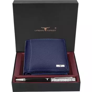 Мужской повседневный кошелек из натуральной кожи с RFID-меткой (6 слотов для карт) и ручка