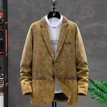 Мужской повседневный костюм Вельветовая мужская модная корейская куртка Весенне-осенняя модная куртка Мужской костюм Верх M