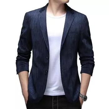 Мужской повседневный костюм в корейском стиле из вельвета, не мнется, не требует глажки, тонкий маленький костюм, куртка для молодых мужчин M