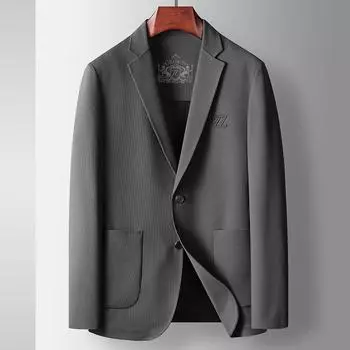 Мужской повседневный костюм весна-осень легкий роскошный деловой однотонный западный для людей среднего возраста и молодежи микроэластичный немаркий не требующий глажки пиджак 170 хаки