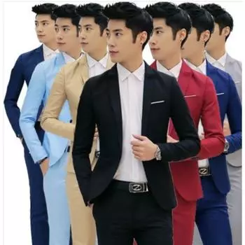 Мужской повседневный маленький костюм, модный мужской приталенный пиджак M чёрный