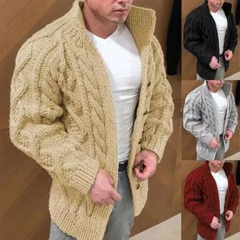 Мужской повседневный модный свитер с длинным рукавом и воротником-стойкой в европейском и американском стиле XXXL бежевый