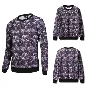 Мужской повседневный модный свитер с круглым вырезом и принтом, спортивный свободный свитер с длинными рукавами S серый