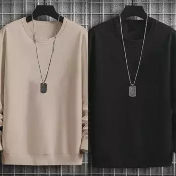 Мужской повседневный однотонный свитер с круглым вырезом и длинными рукавами в Корейском стиле для ранней осени 4XL