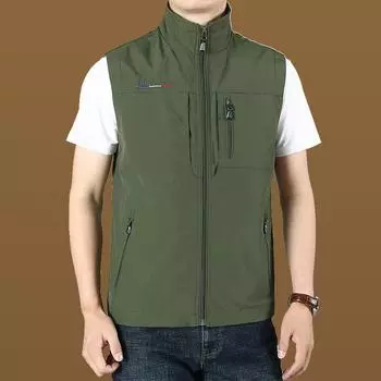 Мужской повседневный однотонный жилет для рыбалки, куртка для спортивной фотографии, свободная майка 5XL